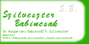 szilveszter babincsak business card